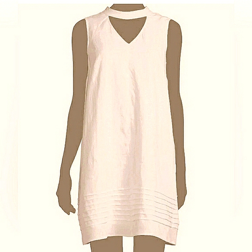 Nieman Marcus Pink Linen Mini Dress Cutout Mockneck Event Gender Reveal Shower 4